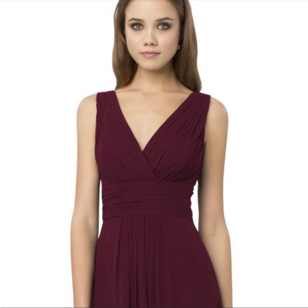 Bill Levkoff Maroon Pleated V Neck Gown Part Dress NWT